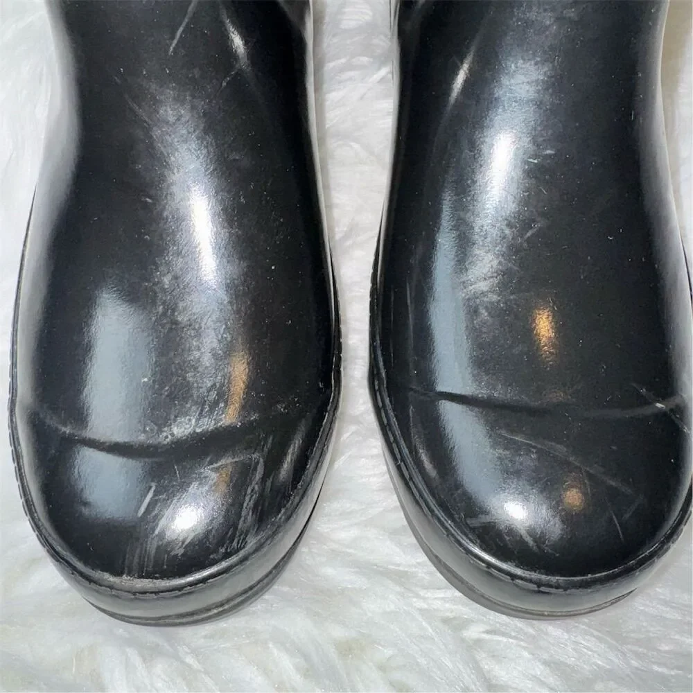 Sperry‎ Women's Black Walker Turk Waterproof Rain Boots Size 6 Tie Back Slip-on